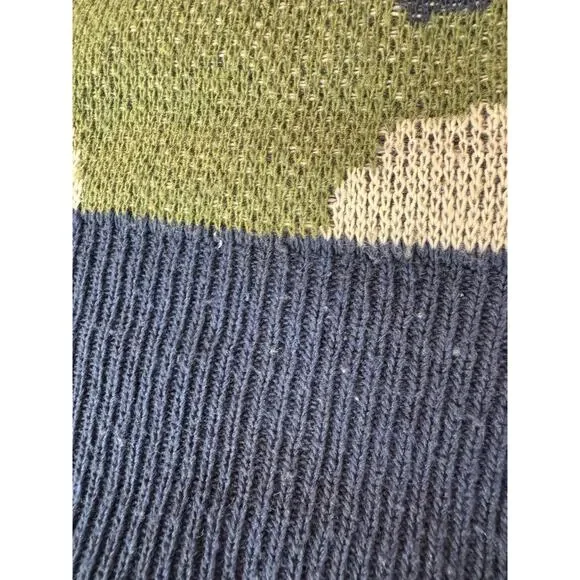 Oddi Camo Knit Hoodie Sweater Large Green Purple Navy Pullover Casual Streetwear - Picture 9 of 11